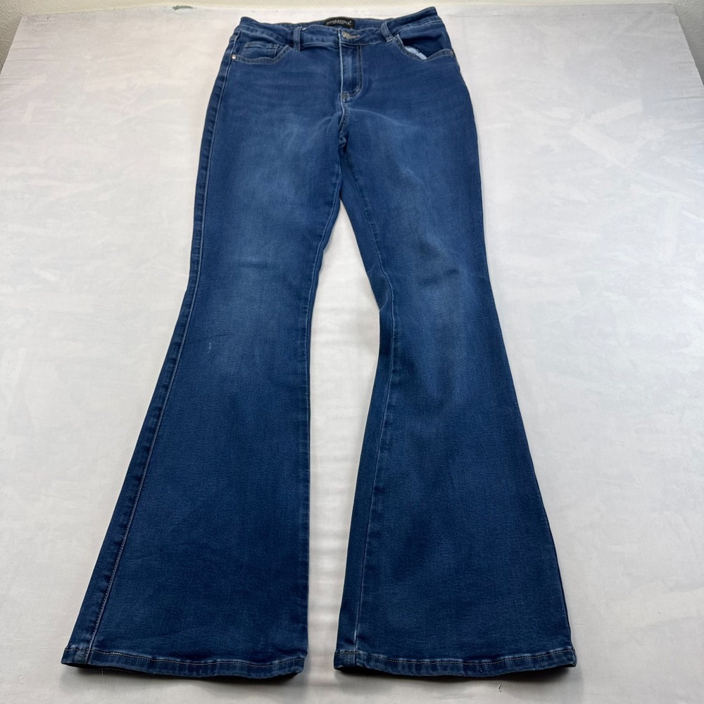 Flying Banana Flare Jeans Womens 10L Blue Denim Medium Wash Stretch Streetwear